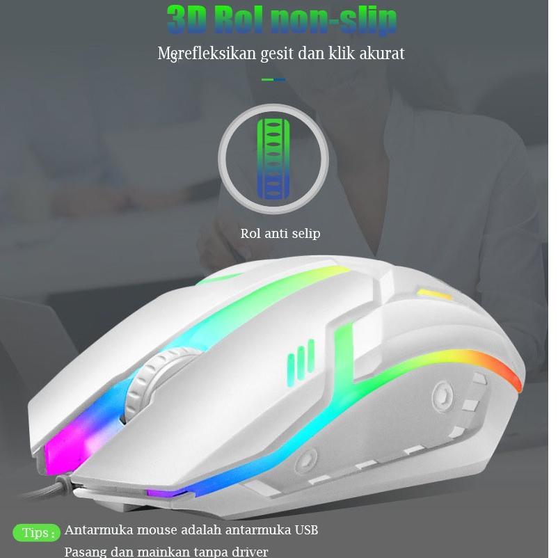 [PROMO TBS84] ISKU Parket Keyboard gaming mechanical full set/Keyboard dan mouse USB cable RGB/Keybo