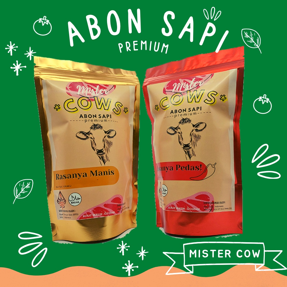 

Abon Sapi Premium Mister Cow 125gram Rasa Manis dan Pedas