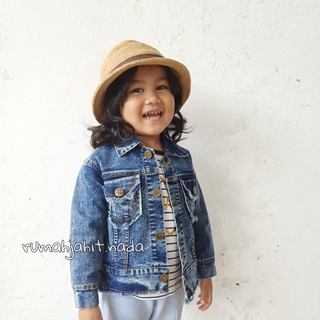 Jaket jeans anak sandwash unfinished