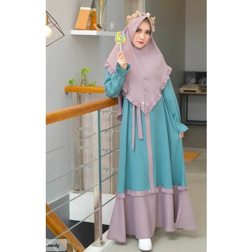 FMOS Talita  Gamis Syari Size S M L XL Fashion Muslim GamisTerbaru 2021-Toska