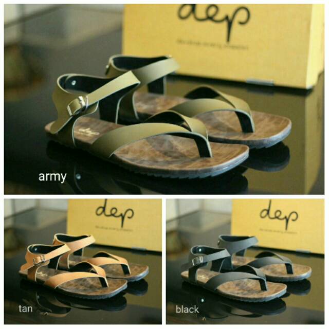 (COD) SANDAL KULIT PRIA 05 DEP BLACK BROWN TAN KULIT SAPI ASLI