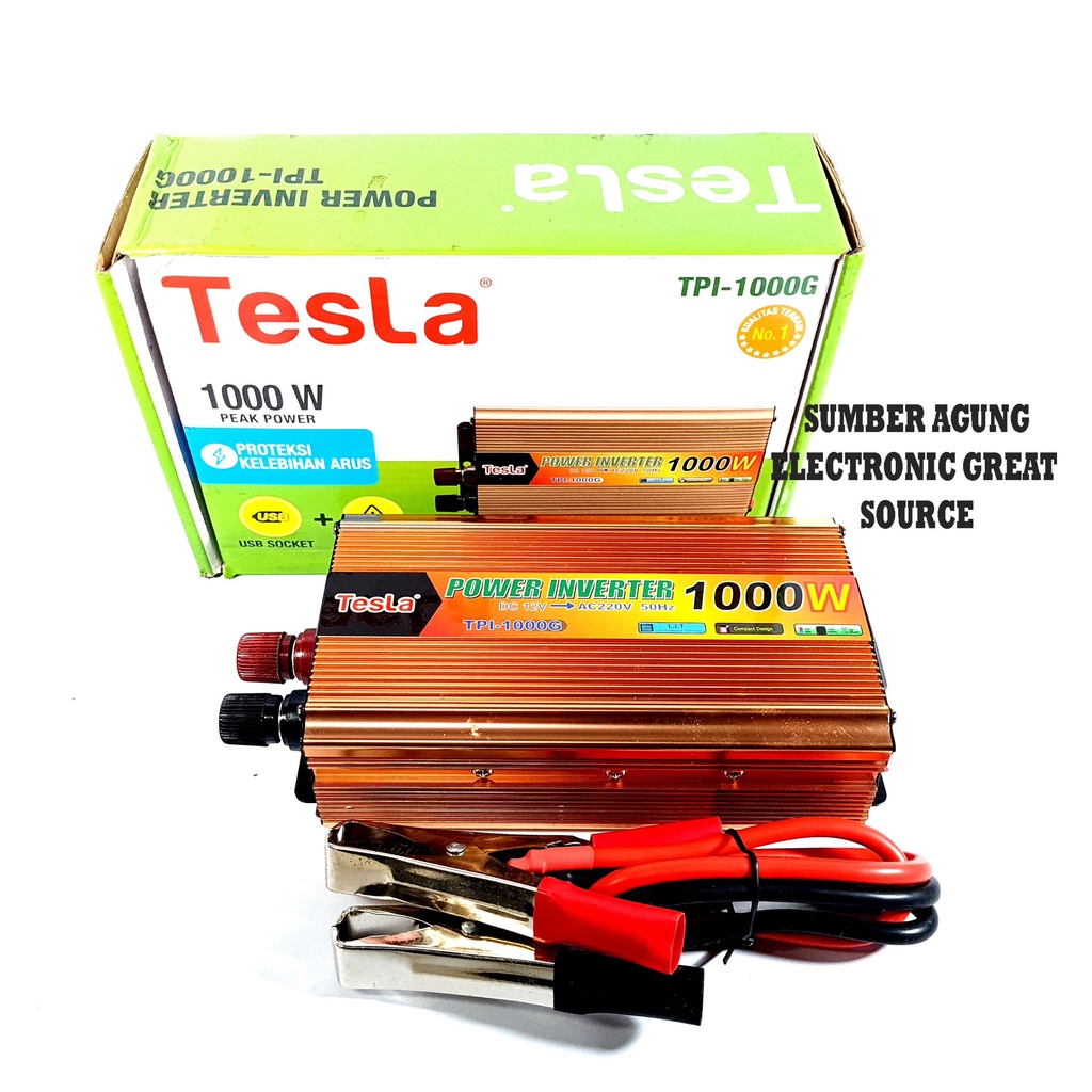 Tesla Power Inverter 1000W TPI1000G Proteksi Kelebihan Arus USB Socket