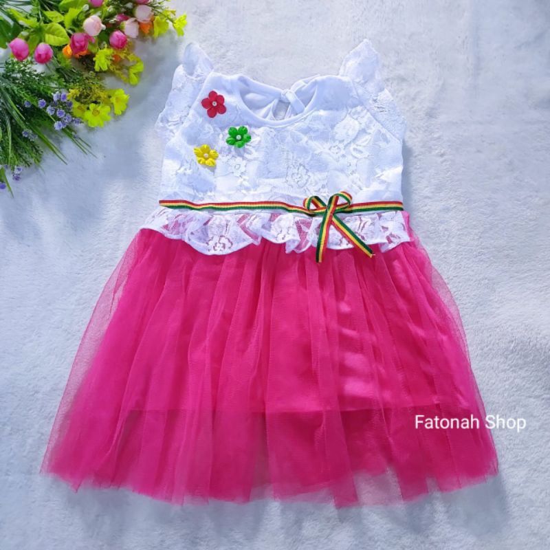 Dress anak cewek 1 2 3 4 tahun baju anak perempuan pakaian tutu tile dress mutiara 3 tiga