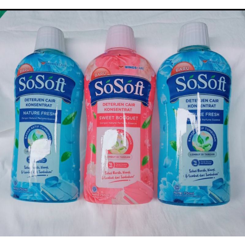 sosoft deterjen cair konsentrat 750ml