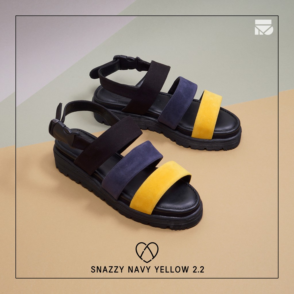 Snazzy Navy | Sandal Slide Platform Simpel Wanita Cewek Women Sandals Footwear | FORIND x Favshoes