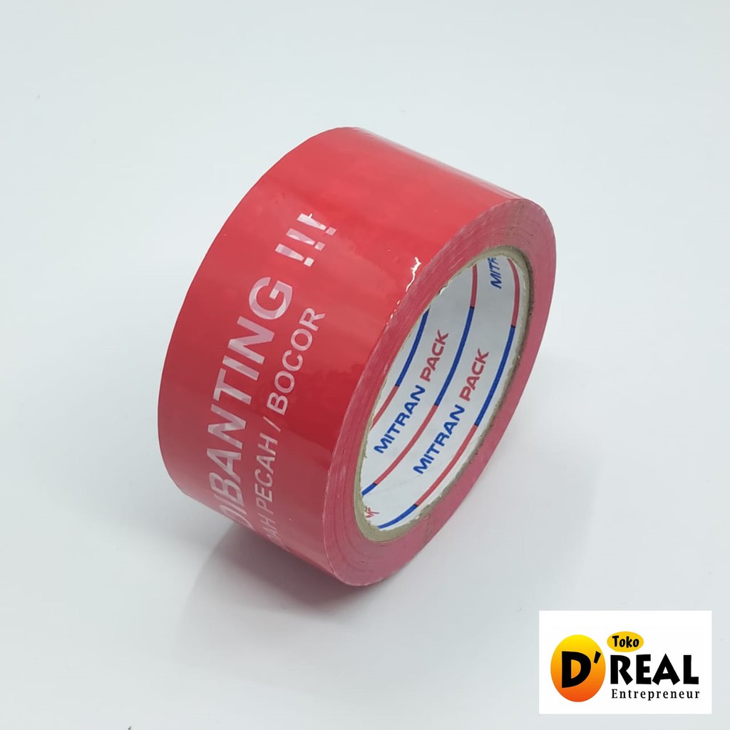 ORIGINAL LAKBAN FRAGILE MERAH MITRAN PACK LAKBAN JANGAN DI BANTING KUALITAS TEBAL KUAT LEBAR 48mm