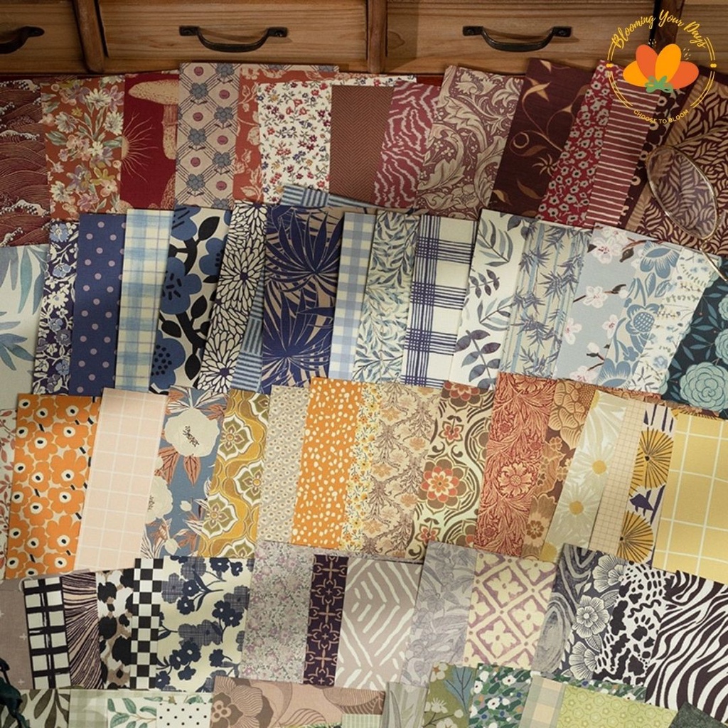 

Bloomingyourdays 12pcs Random Kertas Pola Vintage pattern paper dekorasi journal jurnal scrapbook diary buku catatan aesthetic