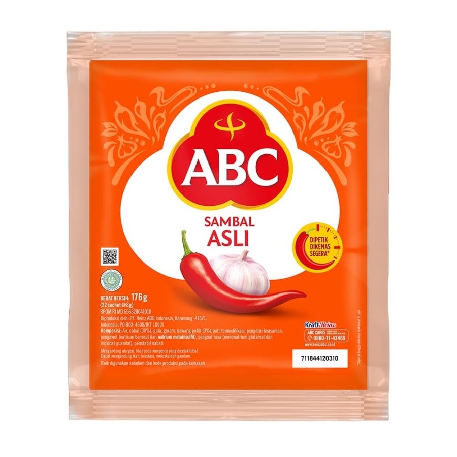 SAMBAL ASLI ABC SACHET 8GR ISI 22 PCS SAUS SAMBEL SAOS HALAL