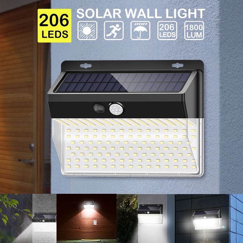 Lampu Taman Dinding Lampu Solar Tenaga Surya Panel Sensor Gerak Outdoor 100 LED - HW1015