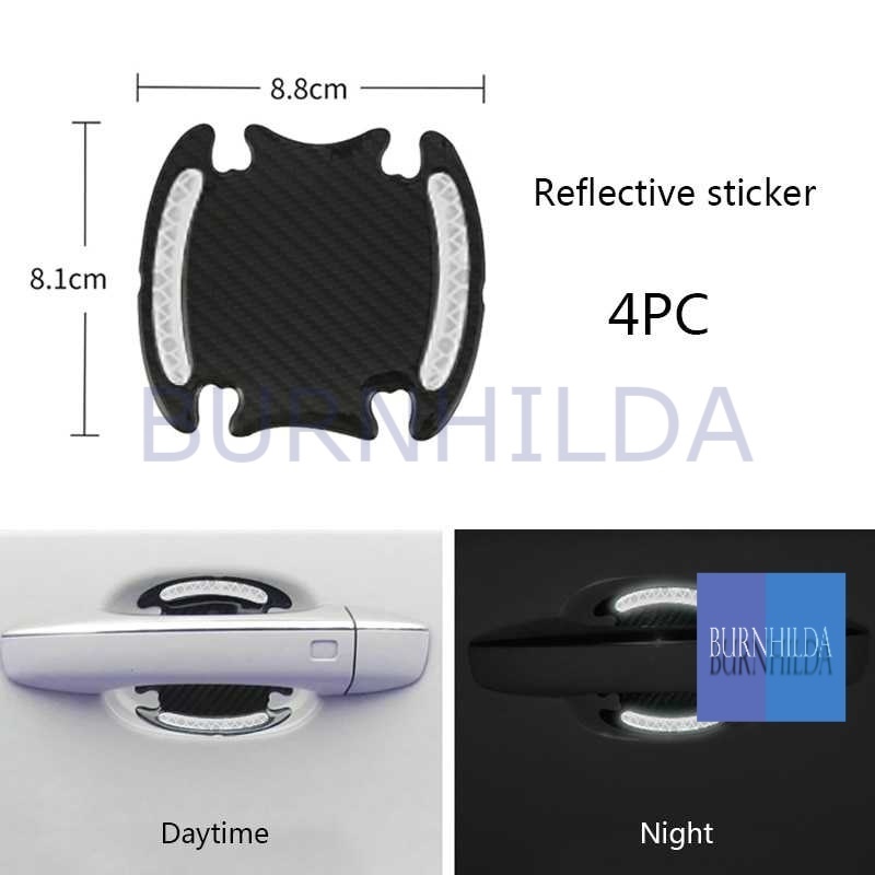 Stiker Gagang Pintu Mobil Carbon Seametal Reflective Fiber 4PCS mobil motor burnhilda