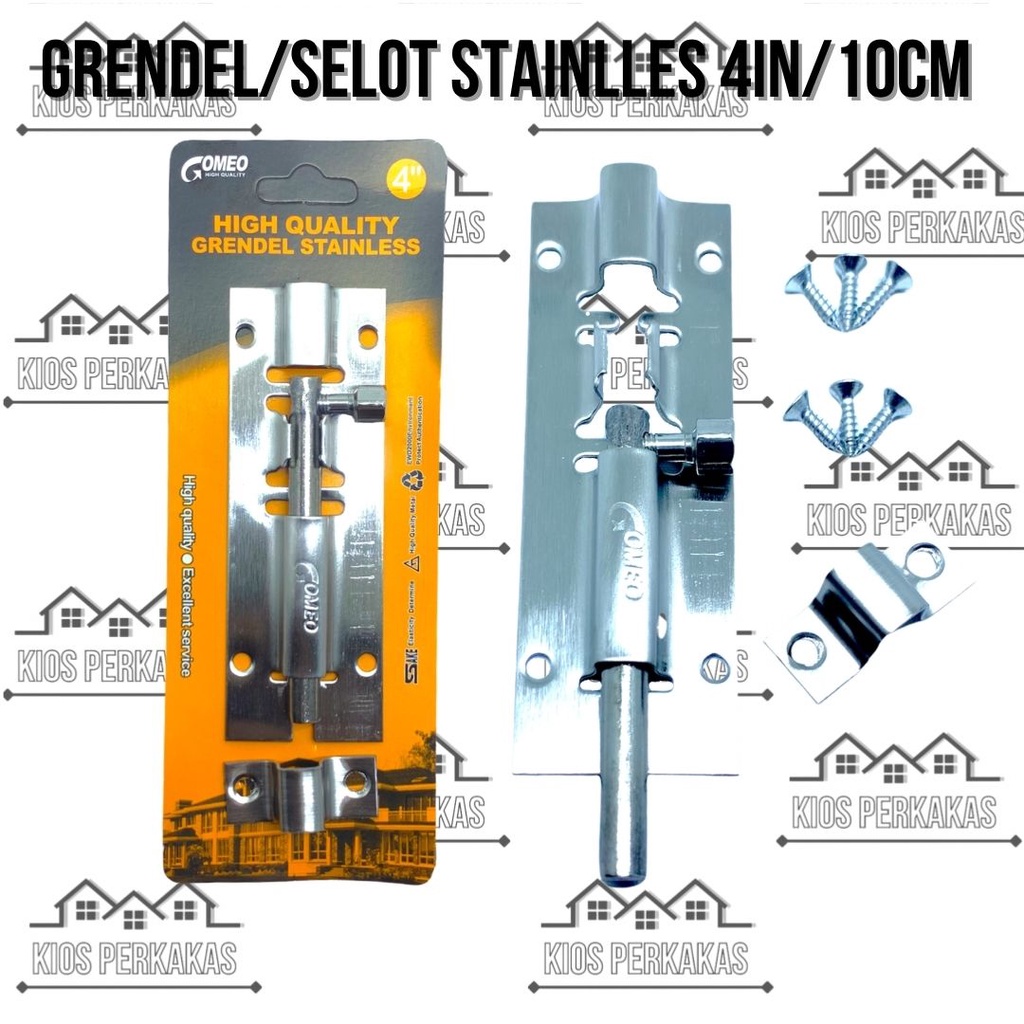 GOMEO Grendel/Gerendel Pintu Jendela|Slot/Selot Pintu Rumah Panjang 4inch/10cm Stainless Slot Kunci 