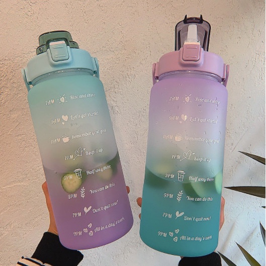 BOTOL MINUM TRITAN 2L Quifit Penanda Waktu Handle Botol Minum 2 Liter