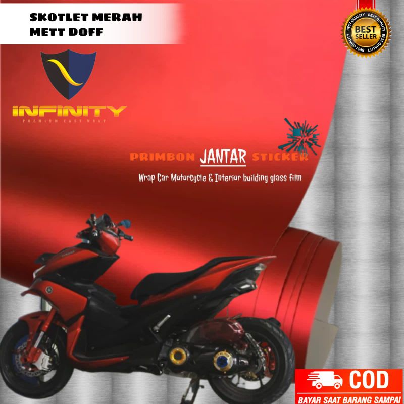 Sticker Scotlite Merah Doff Skotlet Motor Doff Stiker Scotlet Merah Mettalik Chrome Doff Mengkilap M
