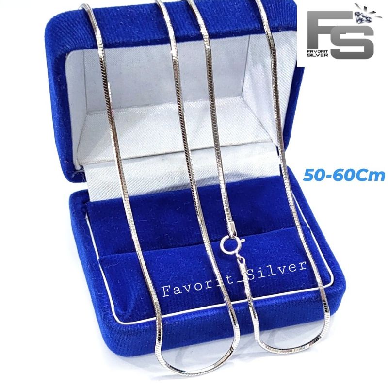 KALUNG PERAK ASLI PRIA WANITA SILVER 925 LAPIS EMAS PUTIH MODEL CASSANDRA BULAT 50Cm & 60Cm - PERHIA
