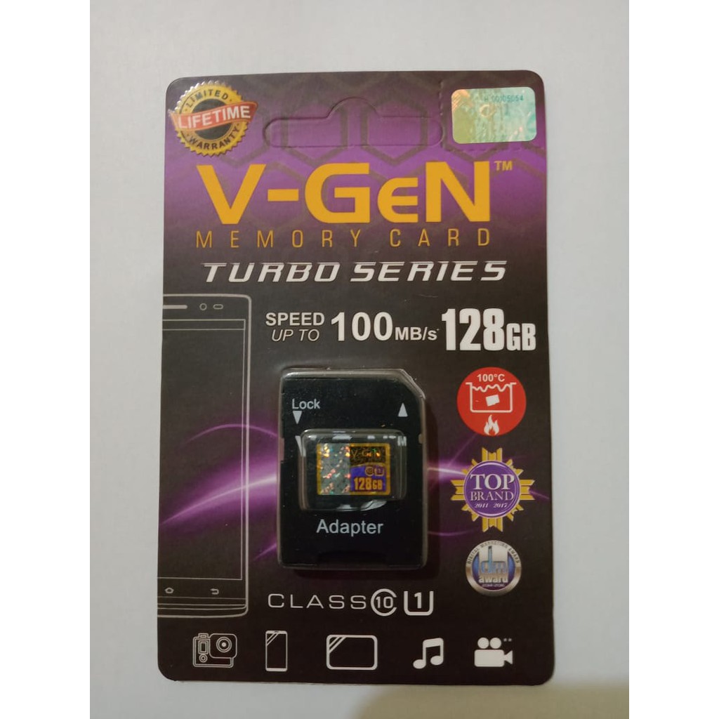 Micro SD 128 GB Turbo Series Class 10 100MB/s V-GeN+adapter