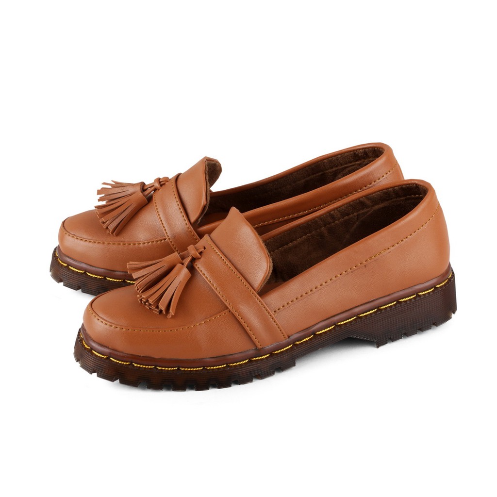 ☀ REV STORE ☀ Sepatu docmart Wanita / Sepatu casual Wanita Warna Tan