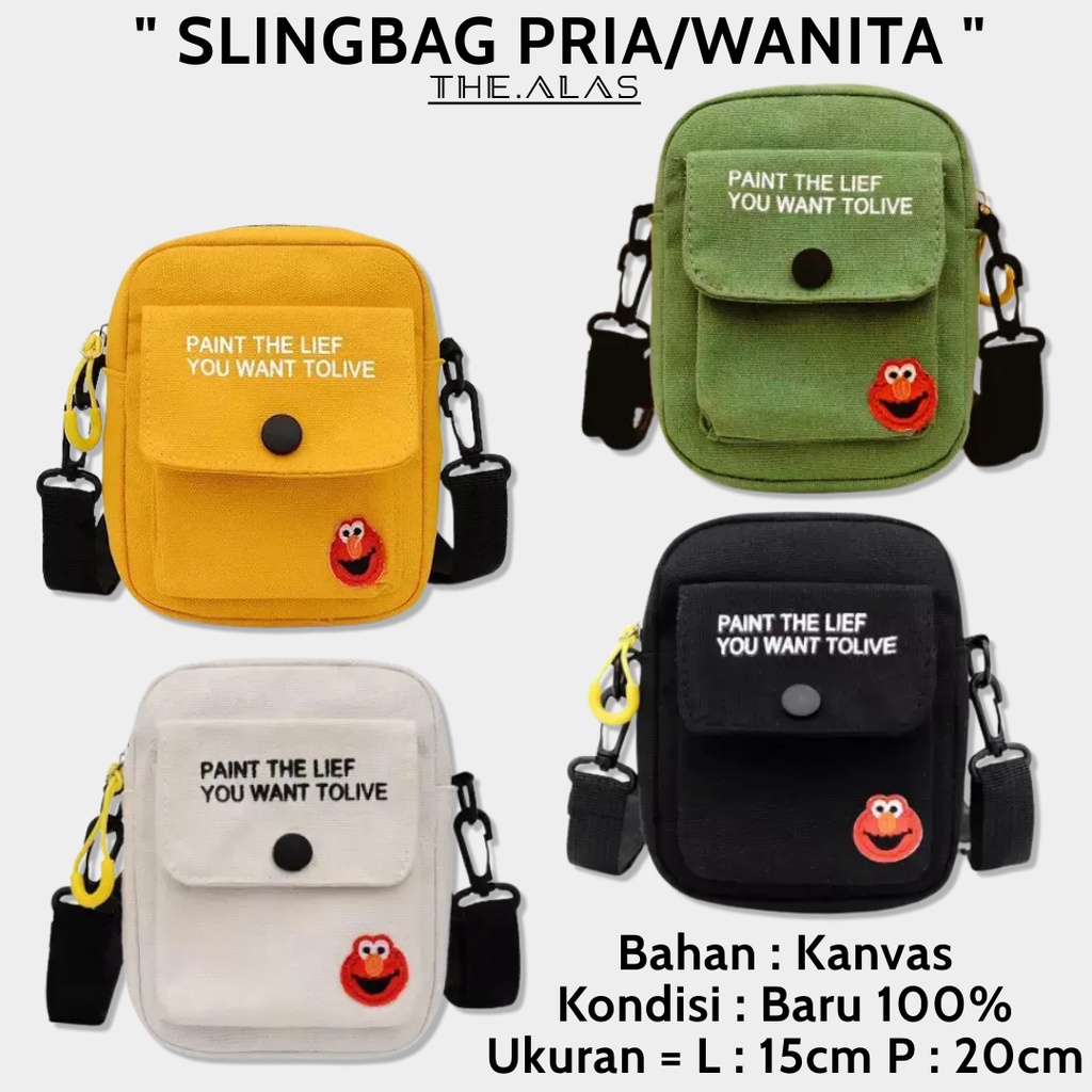 Tas Selempang Wanita Kecil Slingbag Mini Cewek Bahan Kanvas Murah