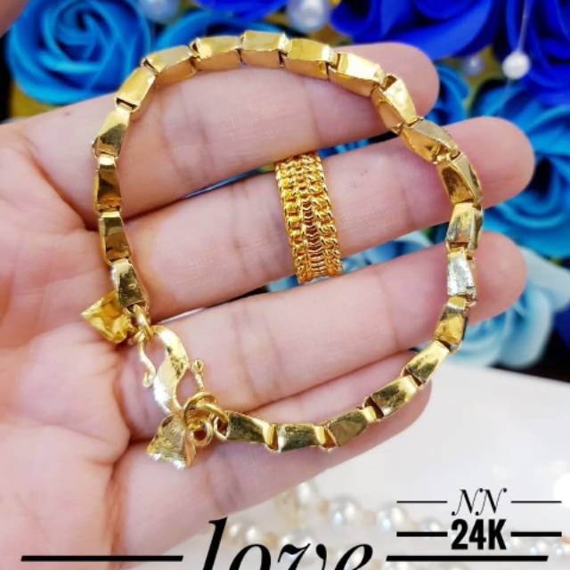 Xuping gelang dan cincin lapis emas 24k 1534j