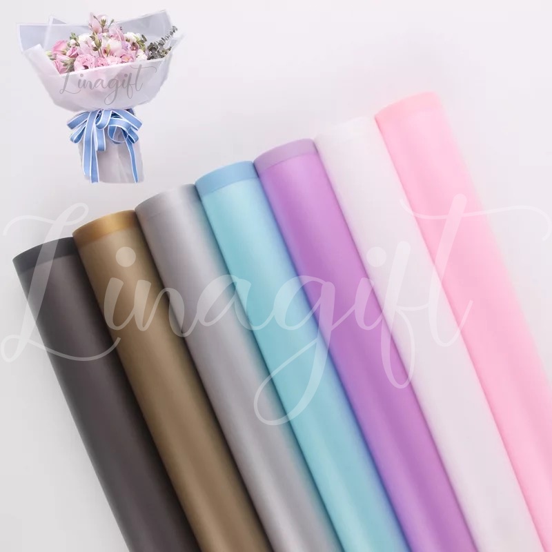 ( 5 Lembar ) TRANSLUCENT LINE EDGE - FLOWER WRAPPING PAPER EDGE MATTE TRANSLUCENT BORDER KERTAS BUNGA / BUKET / PLASTIC CELLOPHANE