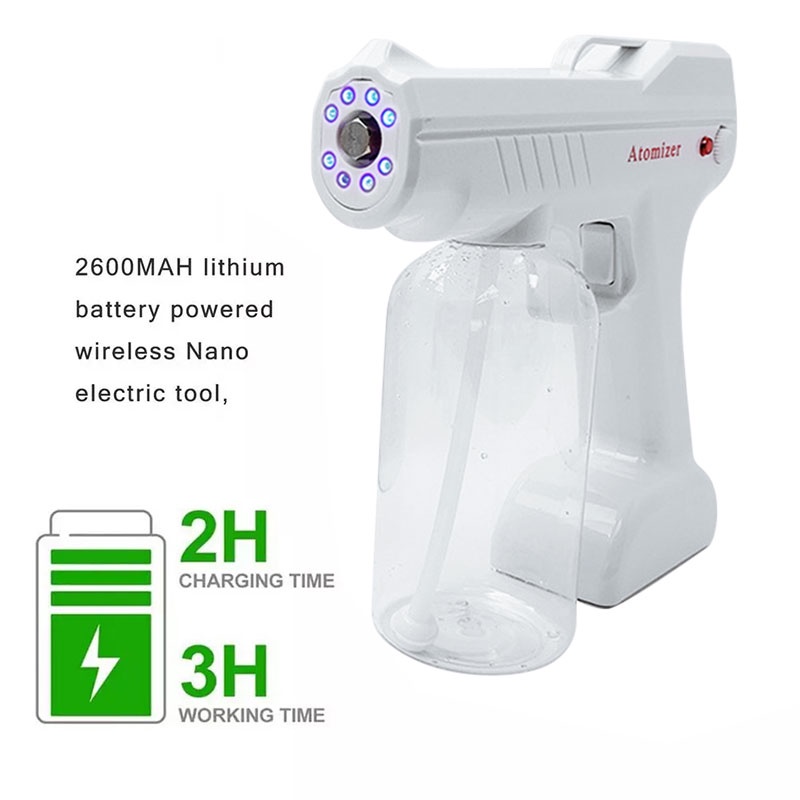 800 ML Wireless Nano Sprayer Gun Electric Sanitizer Sprayer Mendisinfeksi Uap Nano Cahaya Biru