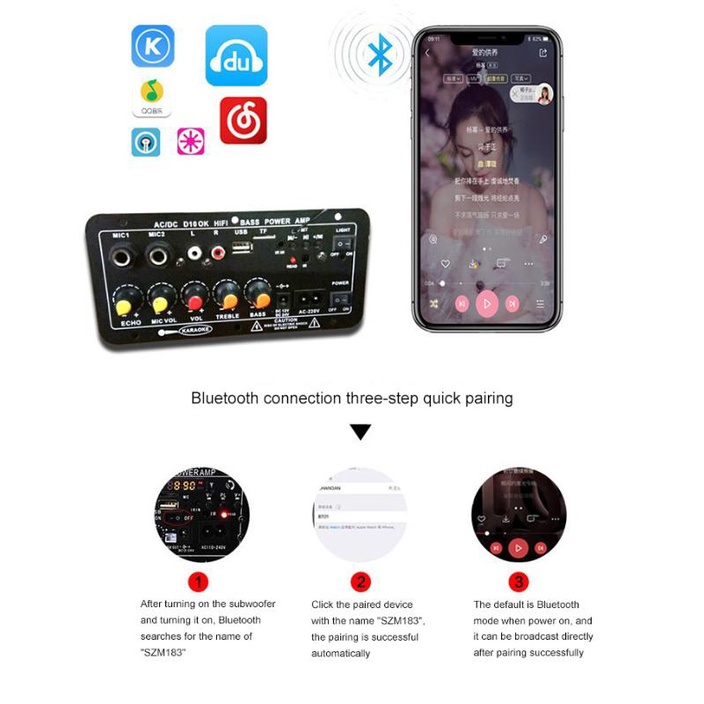 COD 10 inci 5inci Amplifier Board Karaoke Audio Bluetooth USB FM Radio TF Player Subwoofer 30-120W