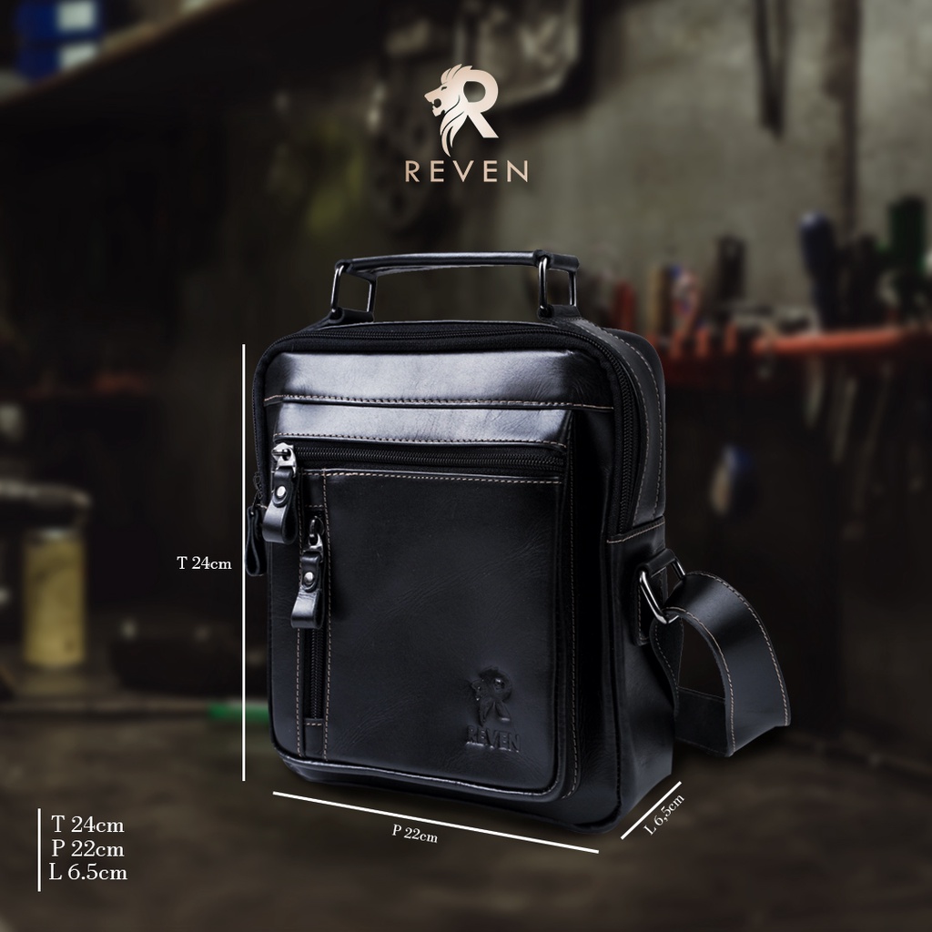 Tas Kulit Pria Selempang Sling Waist Slingbag Waistbag Slempang 100% Kulit Asli Pria Branded Bag Ori  Reven Kraken