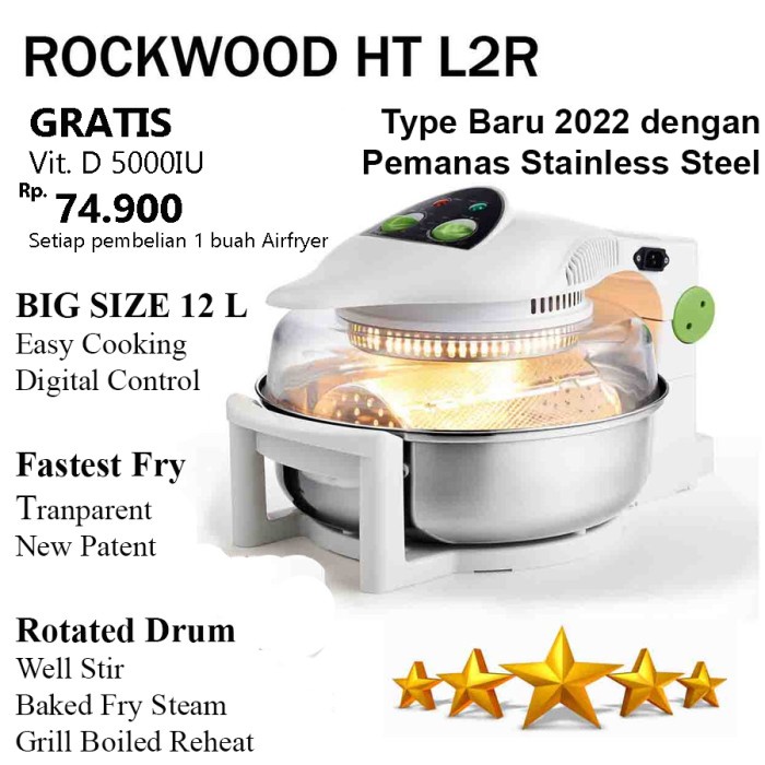 {syanestore} Air Fryer Turbo Technology 12 liter Rockwood HTL-2R Diskon