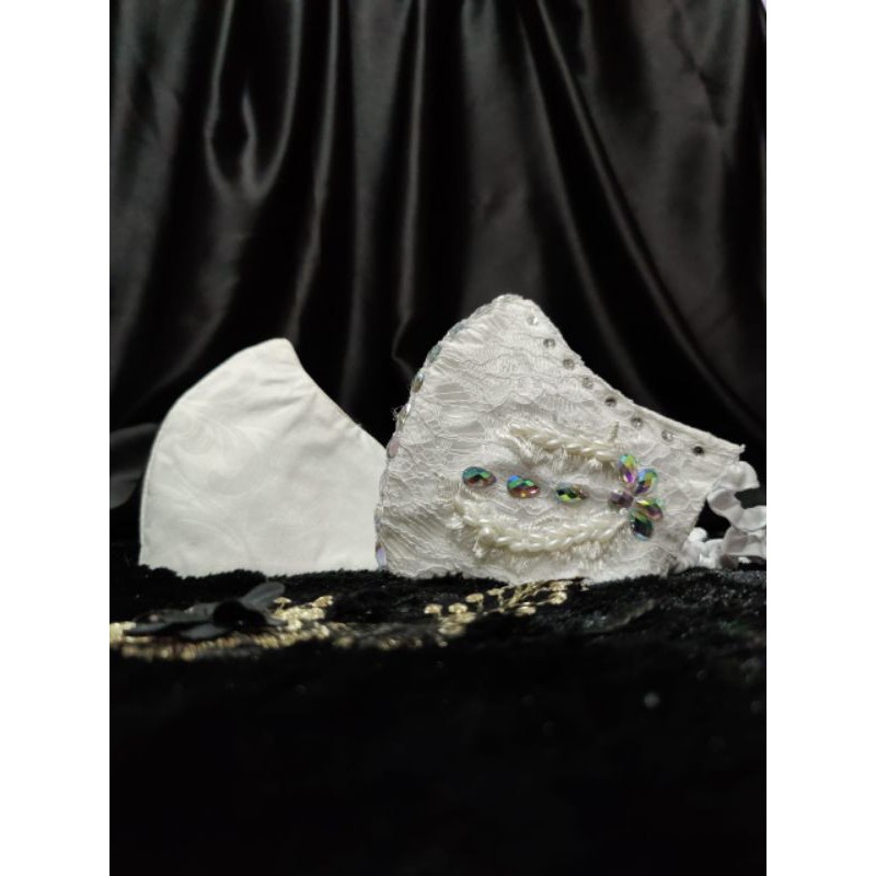 Masker Couple Pengantin Brokat Handmade