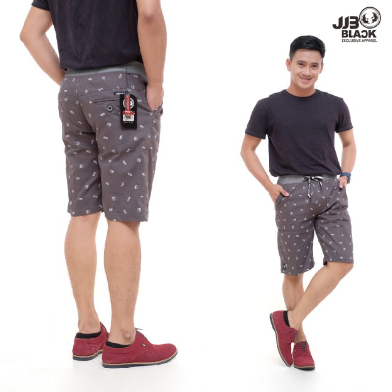 Celana Chino Pendek Pria Cowok kolor Rip Pinggang karet katun motif mintz short pants