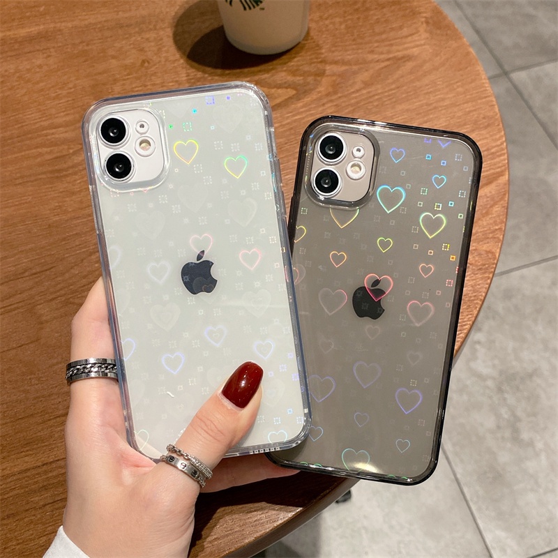 Gradient love case iphone 13 12 11 pro max X/Xs max XR 7/8plus transparent all-inclusive protection casing iphone