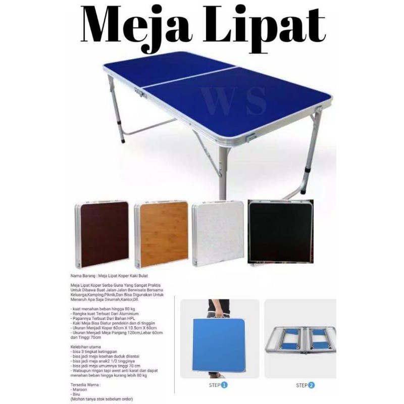 Meja lipat koper