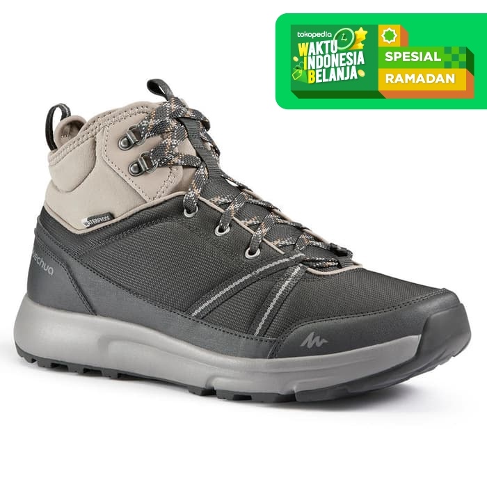 Quechua Sepatu Hiking Pria New NH150 Wtp Mid Black - 8554574