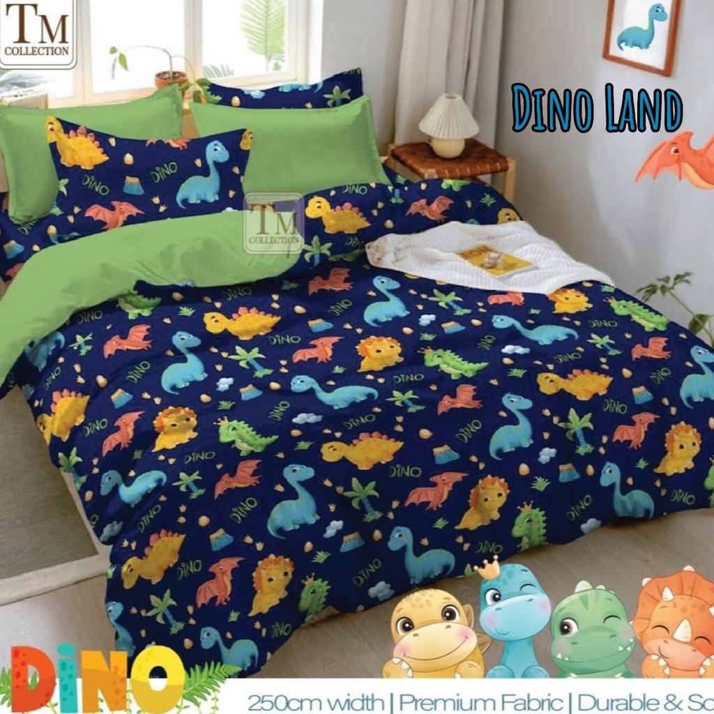 Sprei Katun Motif Anak Cowok Cewek Lucu Dino Land Size 90 100 120 160 180 200 | Seprei Gambar Hewan 