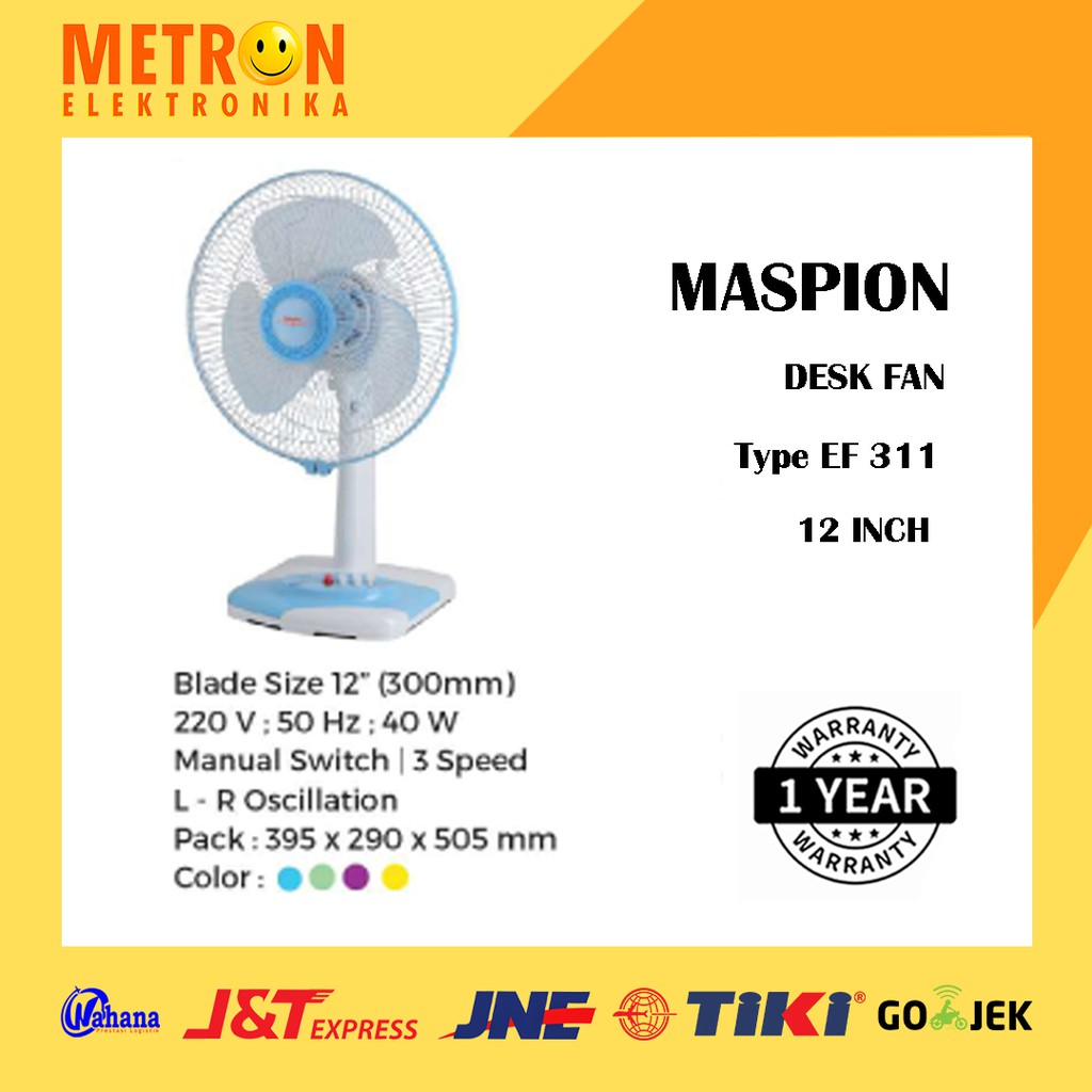 MASPION EF 311 DESK FAN 12 INCH / KIPAS ANGIN MEJA / EF311