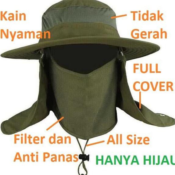 NEW Topi Rimba Gunung Pancing Outdoor Tactical Army Pelindung muka leher - Hijau