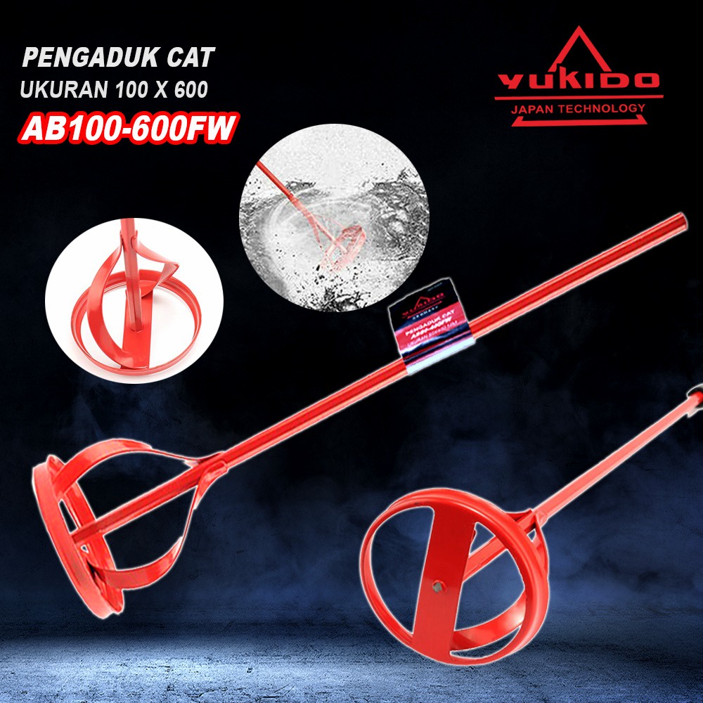 NEW YUKIDO Stik Pengaduk Cat Semen 60 x 400 mm -80X400MM-100X600MM Tangkai Mixer Bor Cat Semen HARGA PROMO