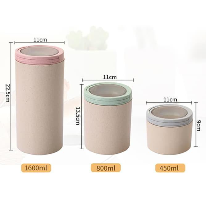 Toples Plastik Kopi Gula Dapur Kedap Udara - S | Bamboo Fiber Food Canister