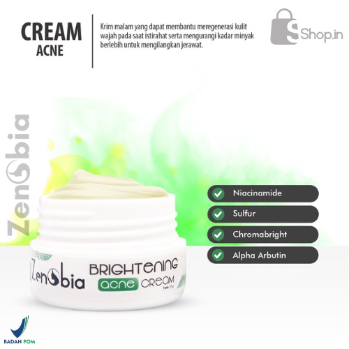 Zenobia Skincare Night Cream Acne Series 10gr BPOM Original 100%