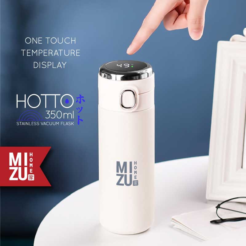 MIZU HOTTO Stainless Vacuum Flask 350ml Temperature Display Travel Thermos Botol Minum Termos-1