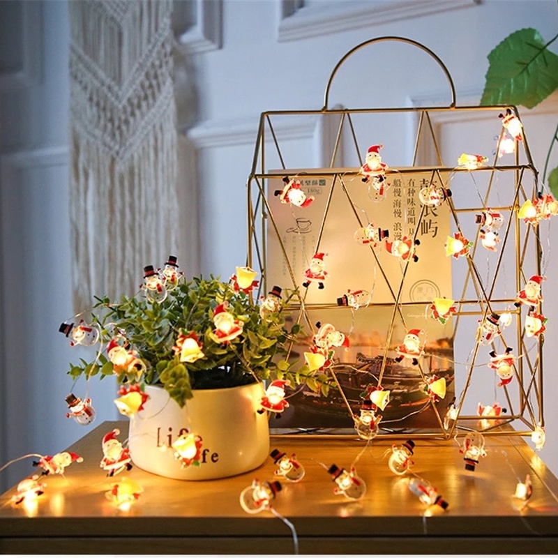 [Christmas Home Decoration Products][Santa Claus Snowflake LED Decorative String Lights][Xmas Tree Decor Hanging Lights]