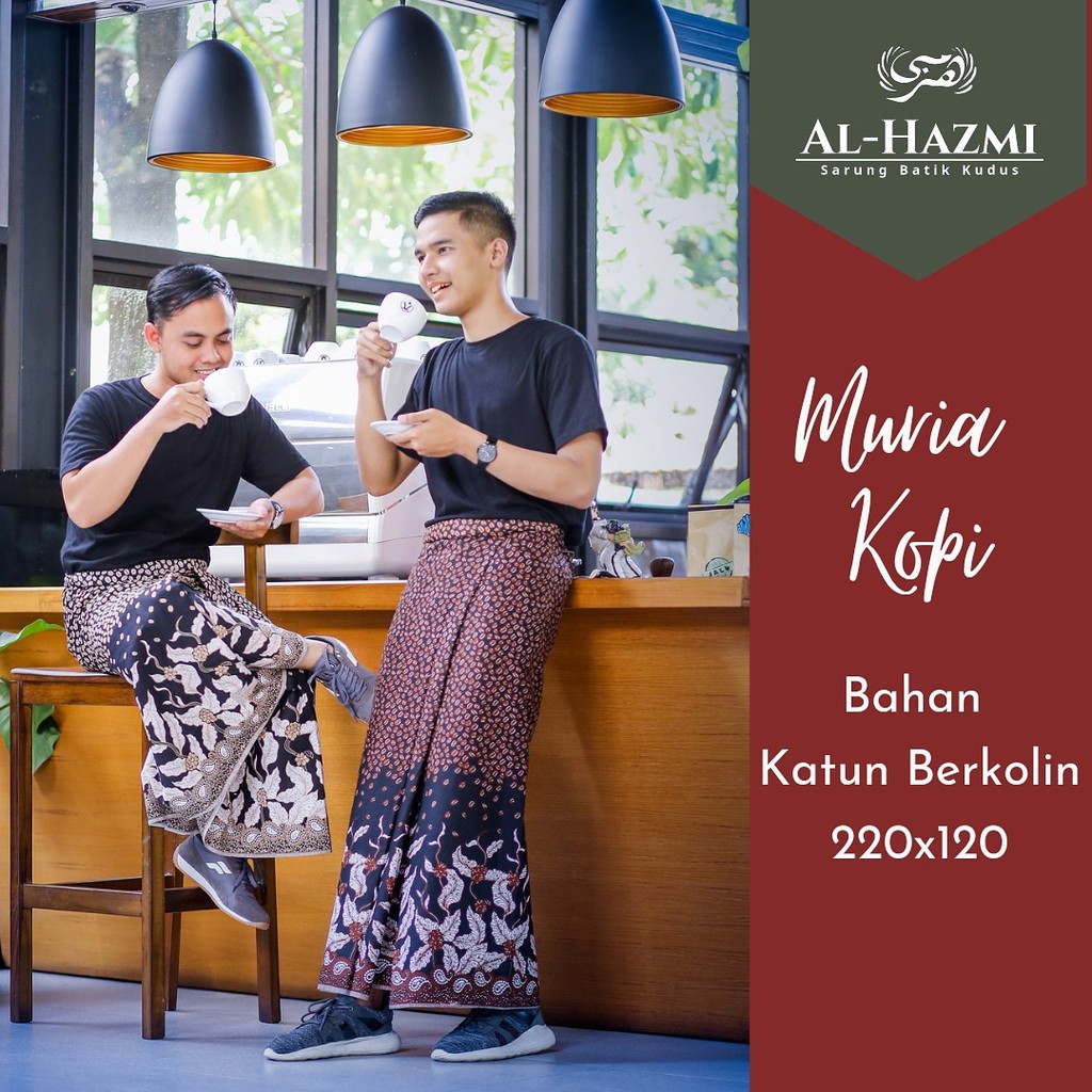 (Premium) Sarung Batik Menara Kudus Al-Hazmi - Bahan Berkolisima - Motif Gentengan dan Kopi Muria