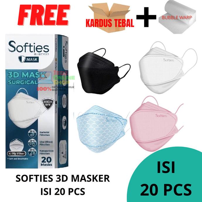 Masker Softies 3D Isi 20 / Masker KF94 Softies 66-tedzonline Juara
