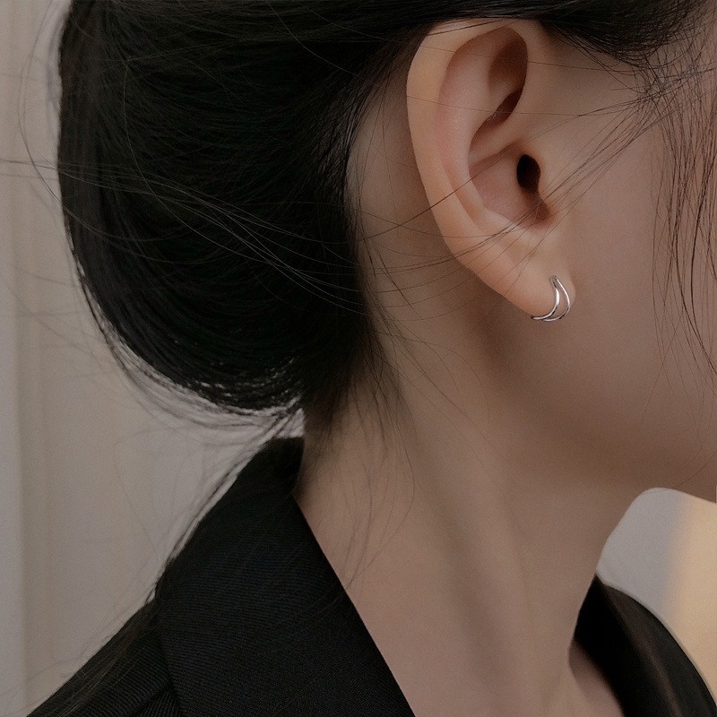 Roselife 1 Pasang Anting Tusuk Gantung Desain Geometri Hollow Gaya Minimalis Untuk Wanita