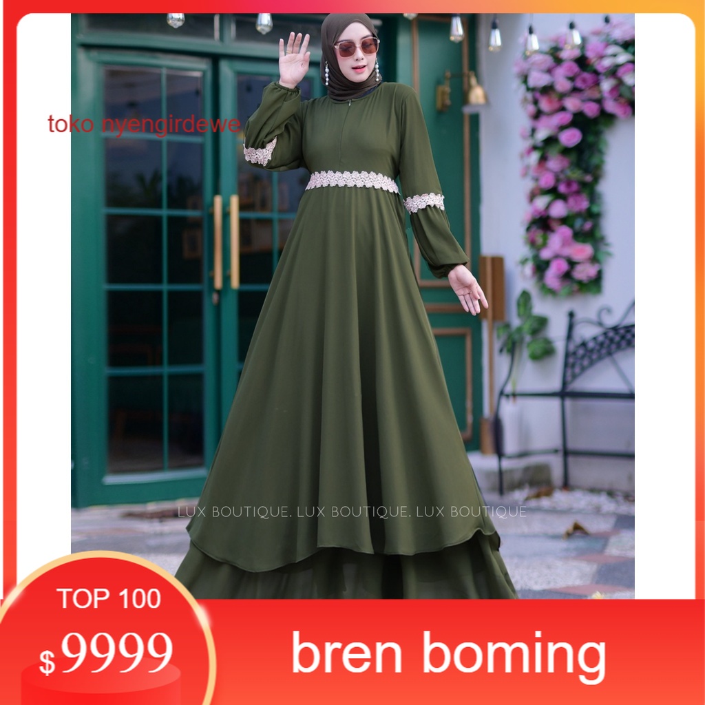 Gamis Malaysia / Gamis Ceruty Polos / Gamis Melayu Ceruti Babydoll Renda full furing