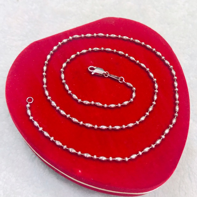 Kalung polos biji padi silver925/perhiasan lapis emas putih asli/KP00