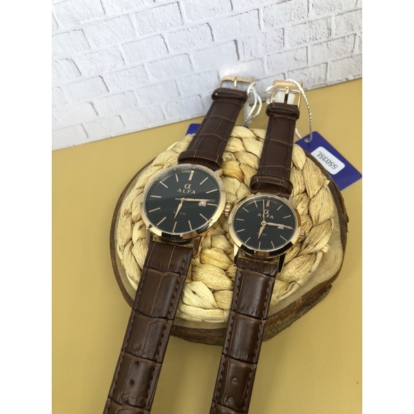 JAM TANGAN PRIA WANITA couple ALFA 55035L brown rosegold ORIGINAL 1000%