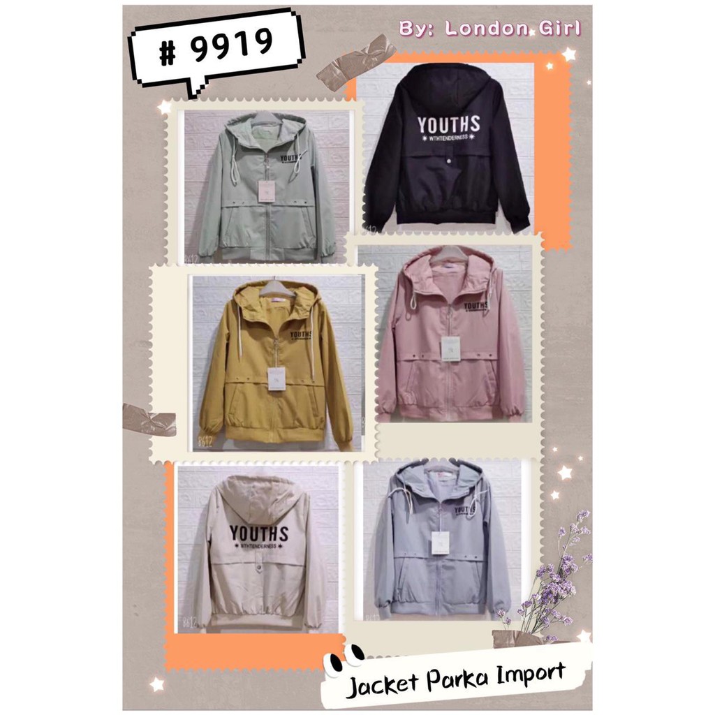 Jaket Hoodie Wanita Import Parka London Girl Lengan Panjang 3322 9919/ Woman Parka Hooded Jacket