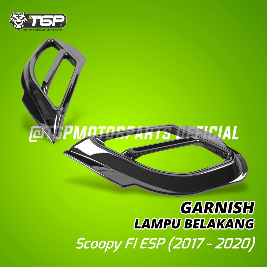 GARNISH LAMPU BELAKANG SCOOPY FI LED K93 2017 2020 TGP BLACK CHROME