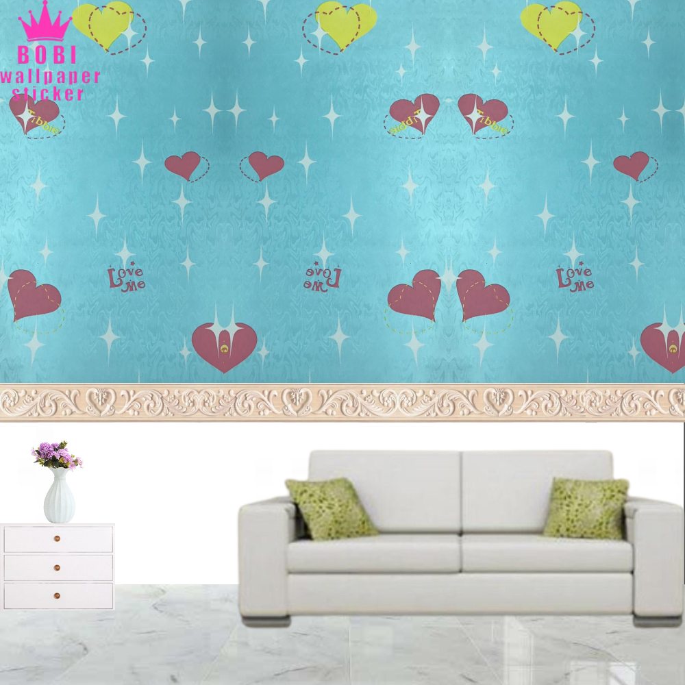 Wallpaper Sticker My Love Biru 6042 /  Wallpaper Sticker Murah dan Berkualitas / 9mx45cm