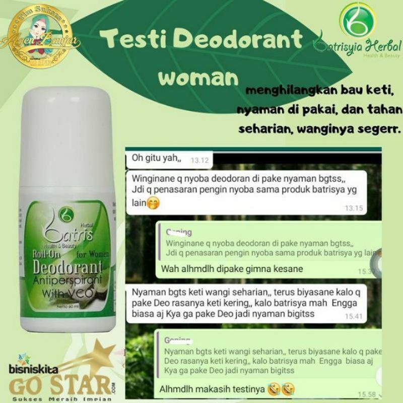 DEODORANT BATRISYIA HERBAL /ROLL ON ALAMI BPOM/ DEODORAN FOR MEN